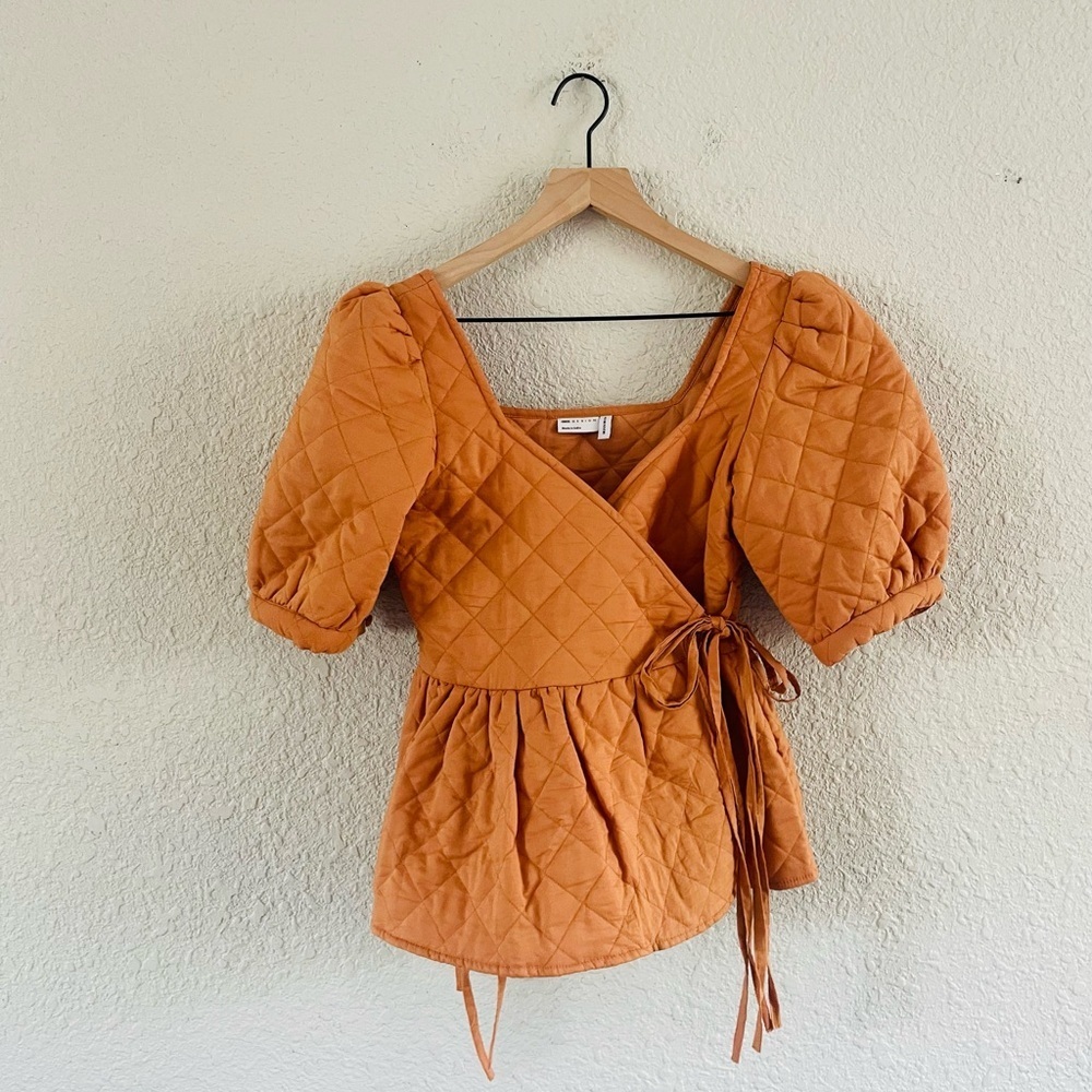 ASOS Quilted Wrap Top in Orange